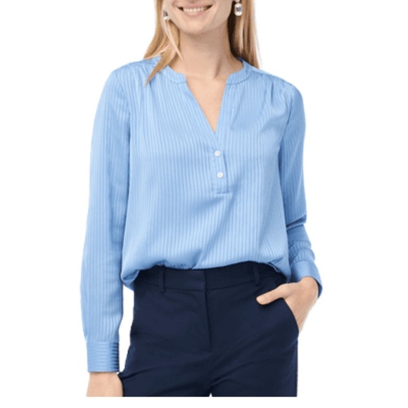 J. Crew Tops - J Crew Gorgeous Blue Pleated Long Sleeve Blouse M EUC
